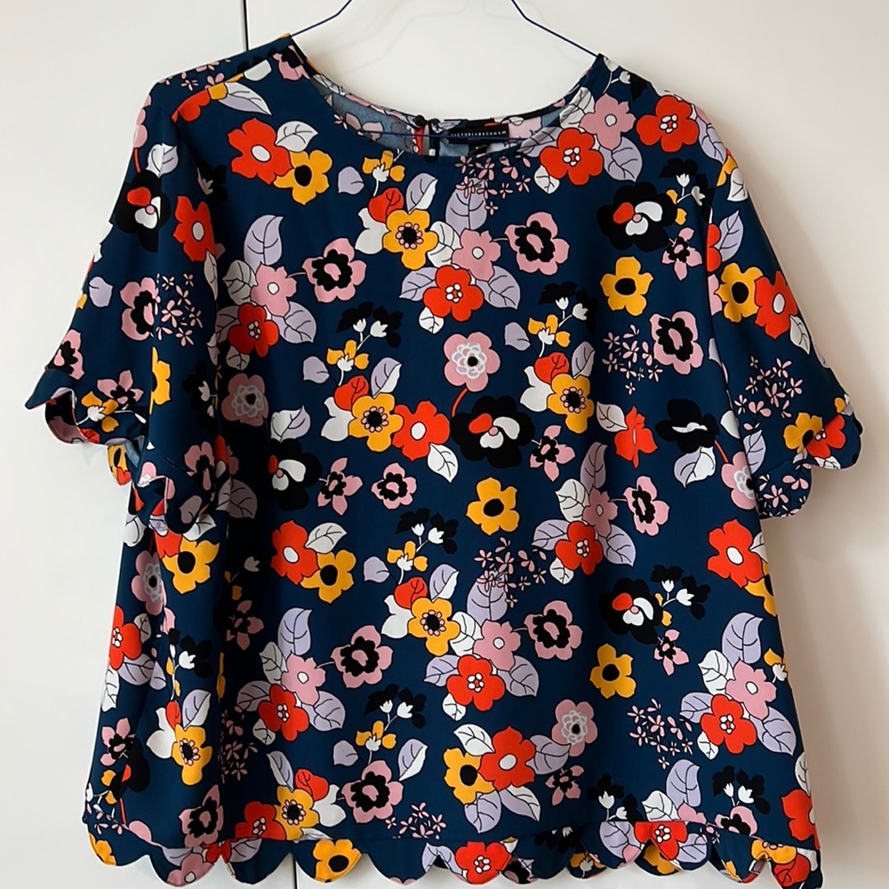 Victoria Beckham for Target - Dark floral scallop trim top (Plus)
